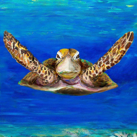 On The Swim Black Ornate Wood Framed Art Print with Double Matting by DeRice, Julie