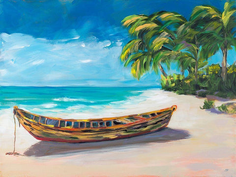 Lost Island I White Modern Wood Framed Art Print with Double Matting by DeRice, Julie