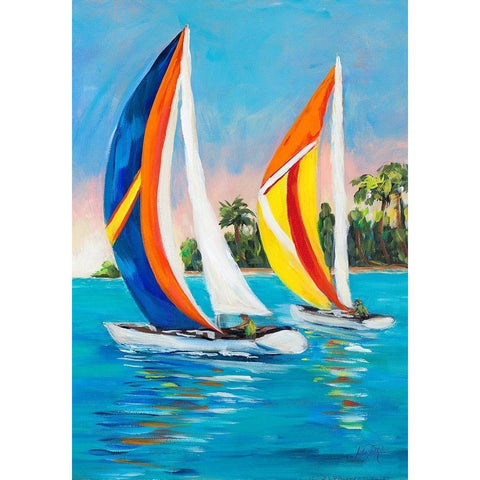 Morning Sails Vertical I Black Modern Wood Framed Art Print by DeRice, Julie