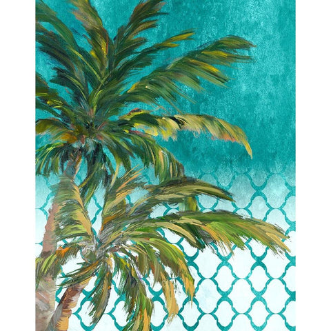 Tropical Trees on Chevron I Black Modern Wood Framed Art Print by DeRice, Julie