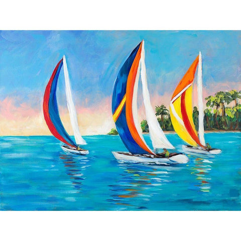 Morning Sails I Black Modern Wood Framed Art Print by DeRice, Julie