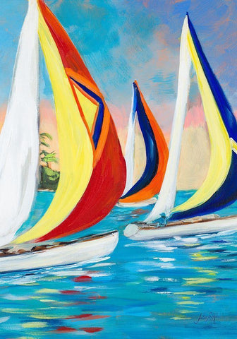 Morning Sails Vertical II White Modern Wood Framed Art Print with Double Matting by DeRice, Julie