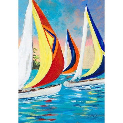 Morning Sails Vertical II Black Modern Wood Framed Art Print with Double Matting by DeRice, Julie