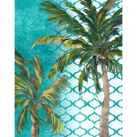 Tropical Trees on Chevron II White Modern Wood Framed Art Print by DeRice, Julie