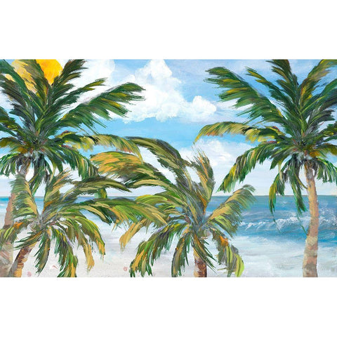 Tropical Trees Paradise Gold Ornate Wood Framed Art Print with Double Matting by DeRice, Julie
