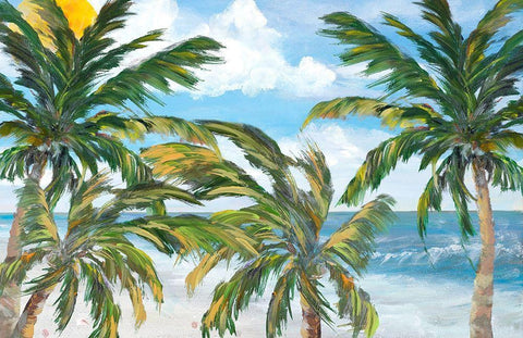 Tropical Trees Paradise White Modern Wood Framed Art Print with Double Matting by DeRice, Julie