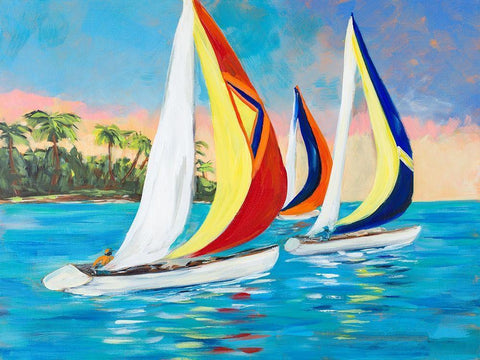 Morning Sails II Black Ornate Wood Framed Art Print with Double Matting by DeRice, Julie
