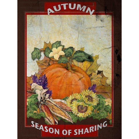 Autumn Season of Sharing Black Modern Wood Framed Art Print with Double Matting by Diannart