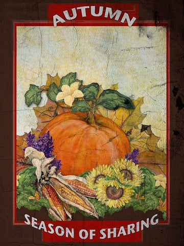 Autumn Season of Sharing Black Ornate Wood Framed Art Print with Double Matting by Diannart