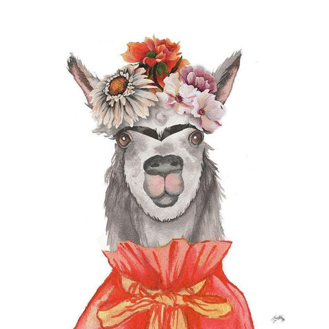 Llamas Findra White Modern Wood Framed Art Print by Medley, Elizabeth