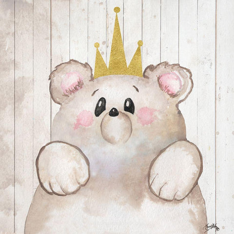 Princess Bear Gold Ornate Wood Framed Art Print with Double Matting by Medley, Elizabeth