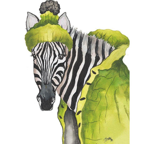 Zebra Fashion White Modern Wood Framed Art Print by Medley, Elizabeth