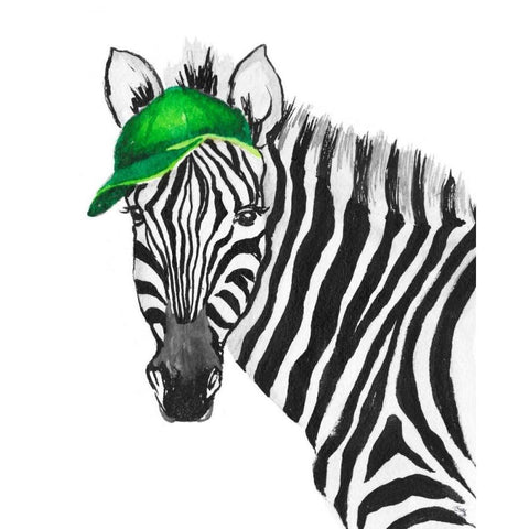 Sporty Zebra Black Modern Wood Framed Art Print with Double Matting by Medley, Elizabeth