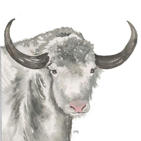 Yak White Modern Wood Framed Art Print by Medley, Elizabeth