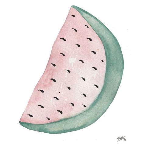 A Watermelon Black Modern Wood Framed Art Print by Medley, Elizabeth