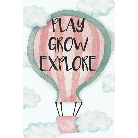 Play Grow Explore Black Modern Wood Framed Art Print with Double Matting by Medley, Elizabeth