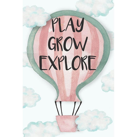 Play Grow Explore Black Modern Wood Framed Art Print by Medley, Elizabeth