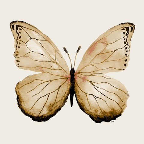 Butterfly of Gold I White Modern Wood Framed Art Print with Double Matting by Medley, Elizabeth