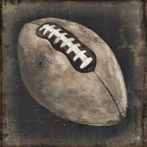 Old School Football Black Modern Wood Framed Art Print by Medley, Elizabeth