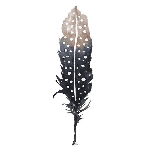 Dark Feather with Spots Black Modern Wood Framed Art Print with Double Matting by Medley, Elizabeth