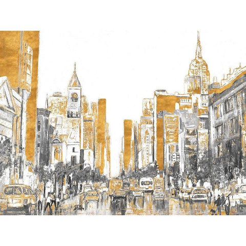 Golden City White Modern Wood Framed Art Print by Pinto, Patricia