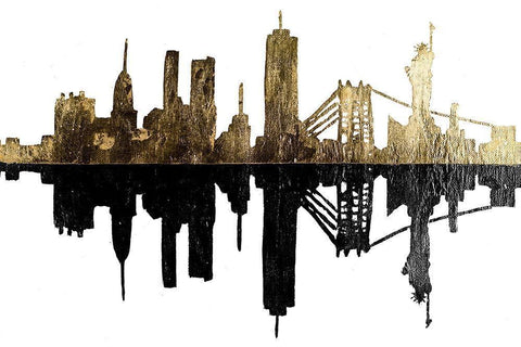 Contemporary NY Gold Black Ornate Wood Framed Art Print with Double Matting by Pinto, Patricia