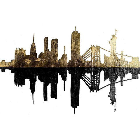 Contemporary NY Gold Black Modern Wood Framed Art Print by Pinto, Patricia