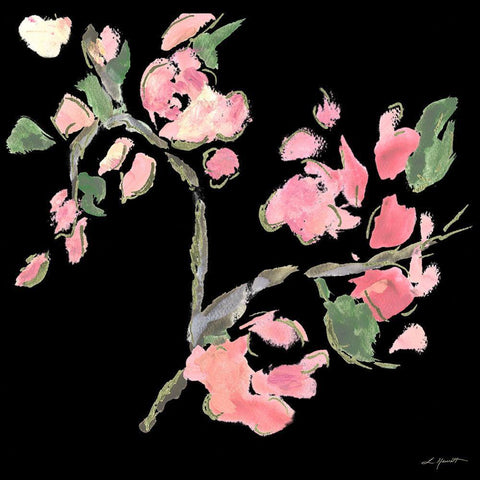 Dark Evening Floral II Black Ornate Wood Framed Art Print with Double Matting by Hewitt, L.