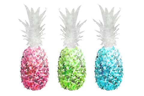 Pineapple Mosaics I White Modern Wood Framed Art Print with Double Matting by Metz, Andi