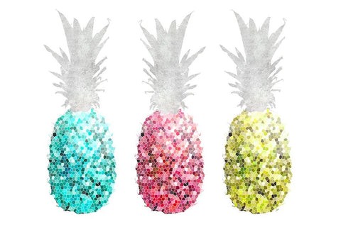 Pineapple Mosaics II White Modern Wood Framed Art Print with Double Matting by Metz, Andi