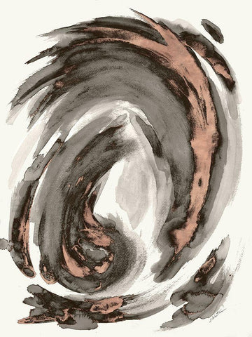 Muted Swirl I White Modern Wood Framed Art Print with Double Matting by Hewitt, L.