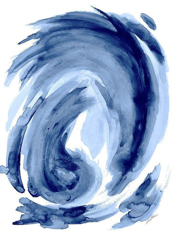Blue Swirl I Black Ornate Wood Framed Art Print with Double Matting by Hewitt, L.