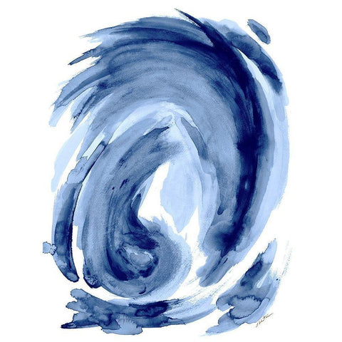 Blue Swirl I Black Modern Wood Framed Art Print by Hewitt, L.
