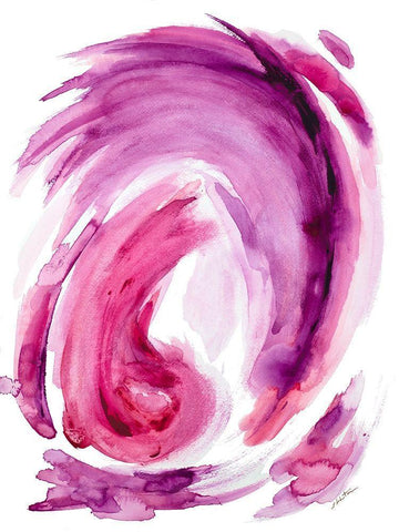 Pink Swirl I White Modern Wood Framed Art Print with Double Matting by Hewitt, L.