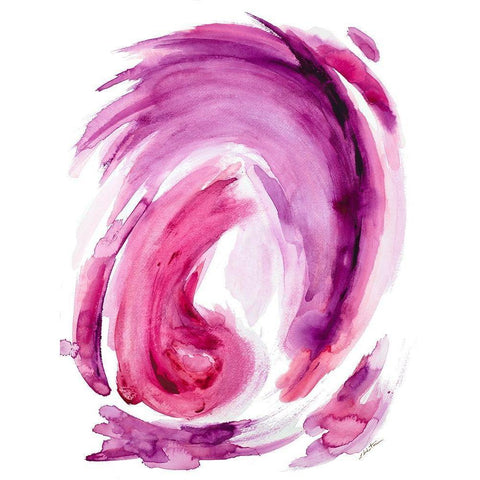 Pink Swirl I Black Modern Wood Framed Art Print with Double Matting by Hewitt, L.