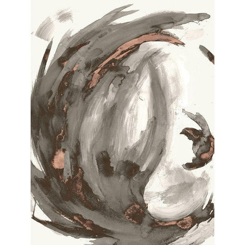 Muted Swirl II Black Modern Wood Framed Art Print with Double Matting by Hewitt, L.