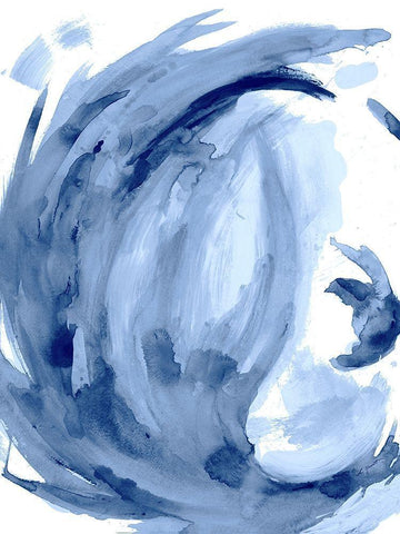Blue Swirl II White Modern Wood Framed Art Print with Double Matting by Hewitt, L.