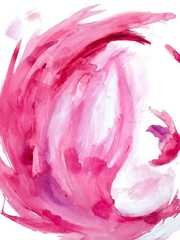 Pink Swirl II White Modern Wood Framed Art Print with Double Matting by Hewitt, L.