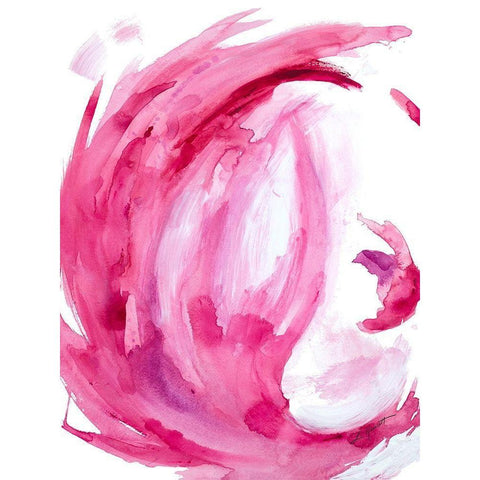 Pink Swirl II Black Modern Wood Framed Art Print with Double Matting by Hewitt, L.