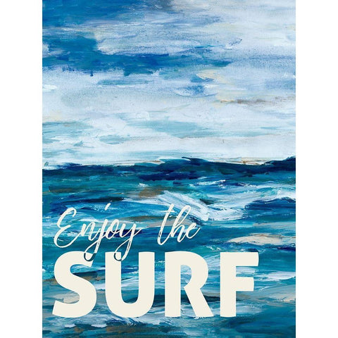 Enjoy The Surf White Modern Wood Framed Art Print by Hewitt, L.