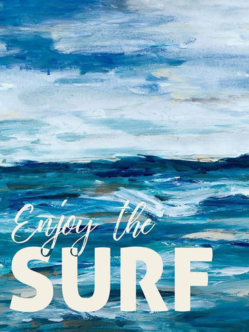 Enjoy The Surf White Modern Wood Framed Art Print with Double Matting by Hewitt, L.