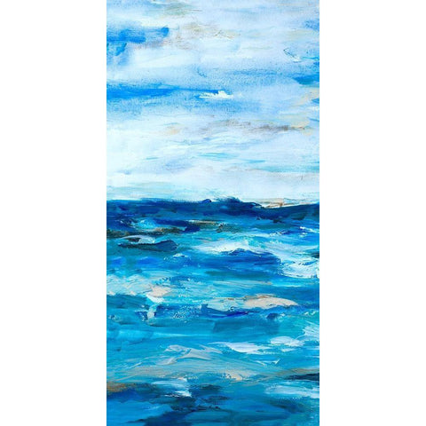 Ocean Mind Panel I Gold Ornate Wood Framed Art Print with Double Matting by Hewitt, L.