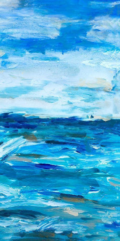 Ocean Mind Panel II White Modern Wood Framed Art Print with Double Matting by Hewitt, L.