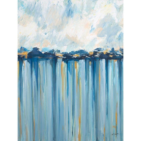 Ocean Blues Gold Ornate Wood Framed Art Print with Double Matting by Hewitt, L.