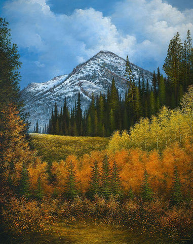 Peaceful Mountain White Modern Wood Framed Art Print with Double Matting by Nawrocke, Bruce