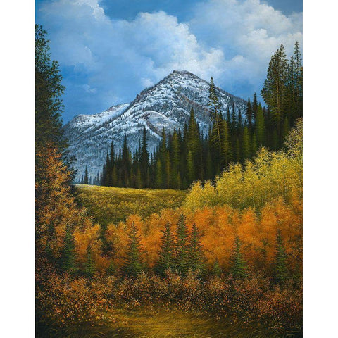 Peaceful Mountain Black Modern Wood Framed Art Print with Double Matting by Nawrocke, Bruce