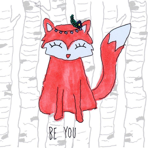 Be You Fox Black Modern Wood Framed Art Print by Torres, Melanie