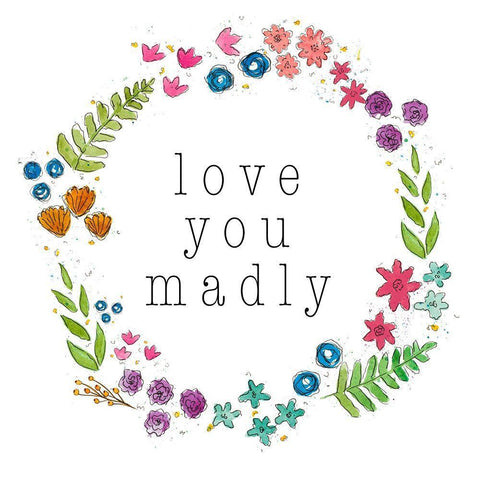 Love You Madly White Modern Wood Framed Art Print with Double Matting by Torres, Melanie