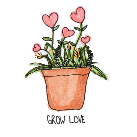 Grow Love White Modern Wood Framed Art Print by Torres, Melanie