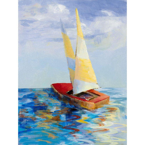 Red Sailboat Gold Ornate Wood Framed Art Print with Double Matting by Loreth, Lanie